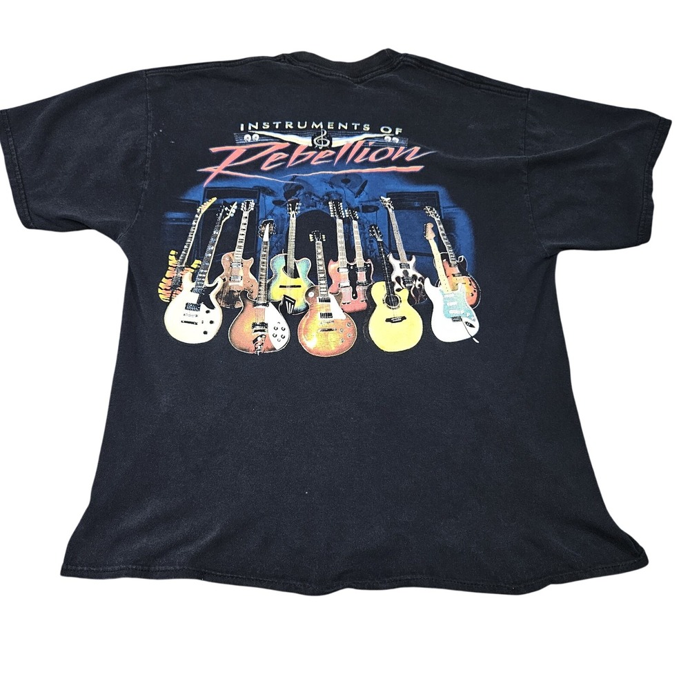 Vintage Guitar Tshirt Mens L Black Instruments of Rebellion Guitar Graphic Rock